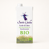 Envase de leche de cabra ecológica UHT semidesnatada Santa Gadea de 1 L, vista frontal sobre fondo blanco.